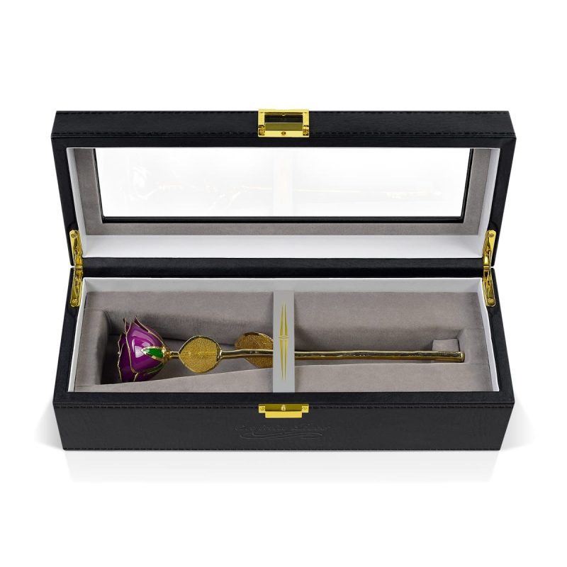 purple gold leaf rose gift