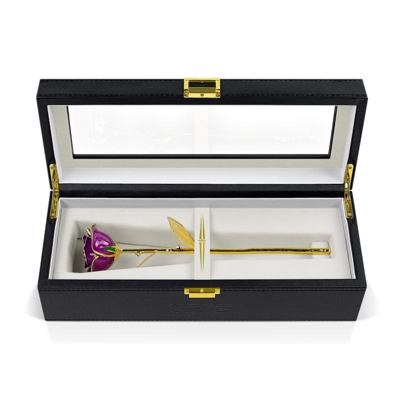 purple gold leaf rose gift