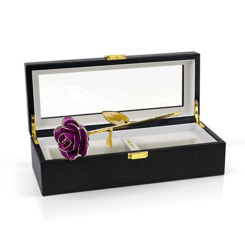 purple gold leaf rose gift