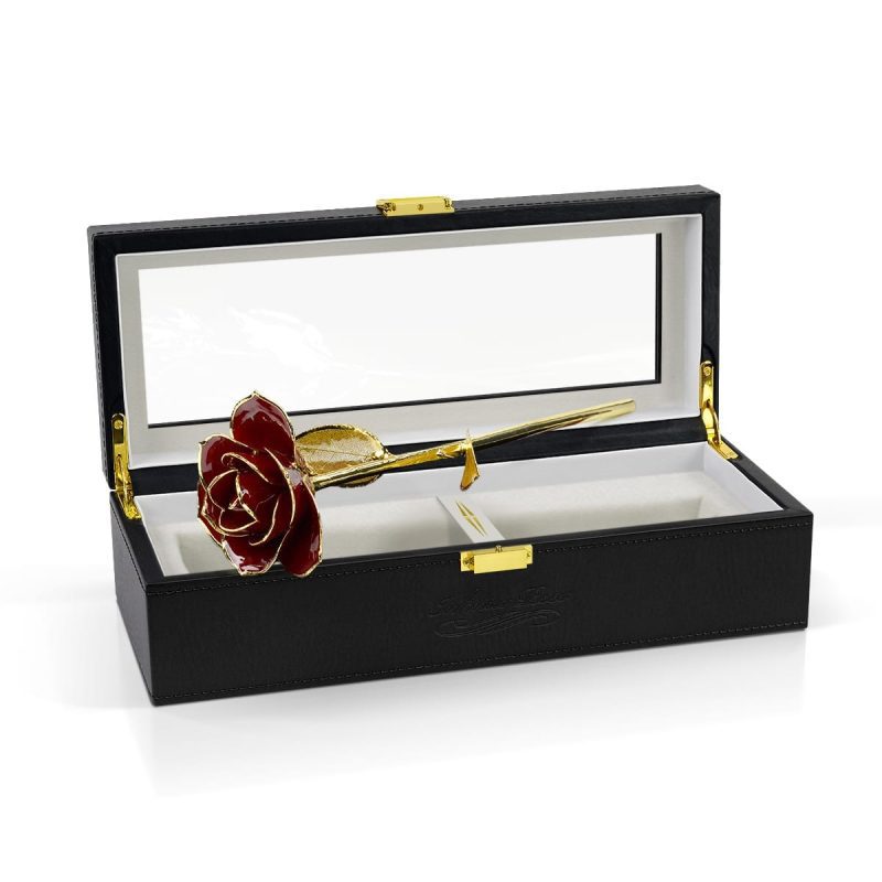 red gold leaf rose gift