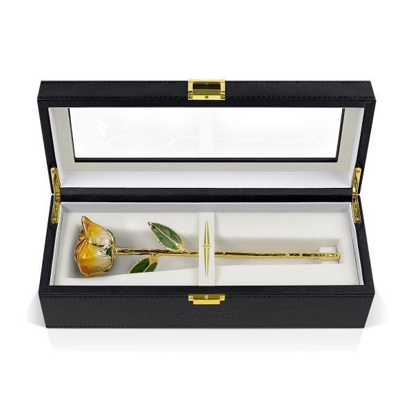 Orange Two Tone Rose<br/><sub> with Premium Glass Lid Display Case</sub> - Image 5