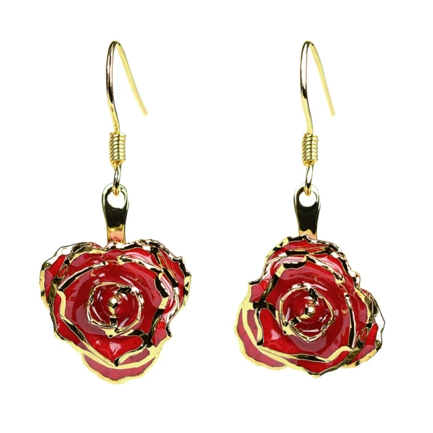 Red Infinity Rose Drop Earrings