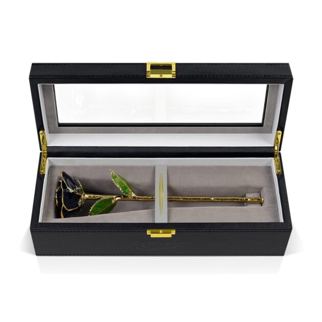 Black Rose<br/><sub> with Premium Glass Lid Display Case</sub>