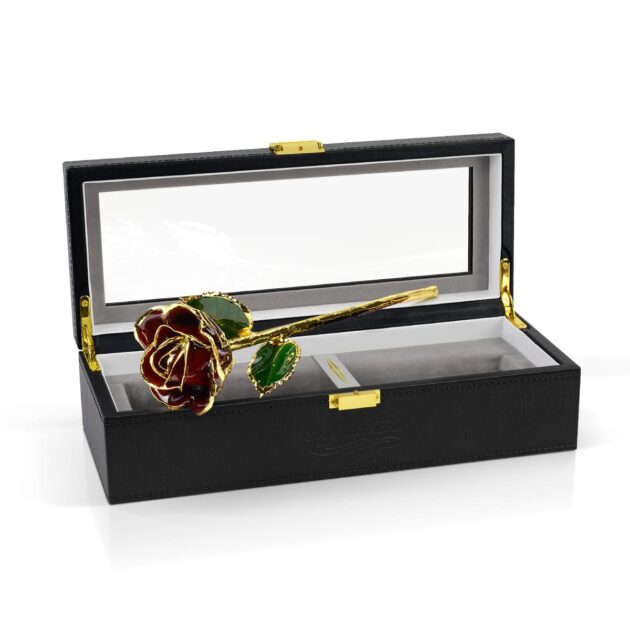 Burgundy Rose<br/><sub> with Premium Glass Lid Display Case</sub> - Image 6