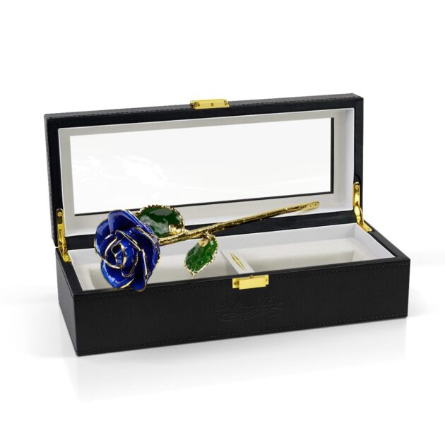 Dark Blue rose<br/><sub> with Premium Glass Lid Display Case</sub> - Image 2