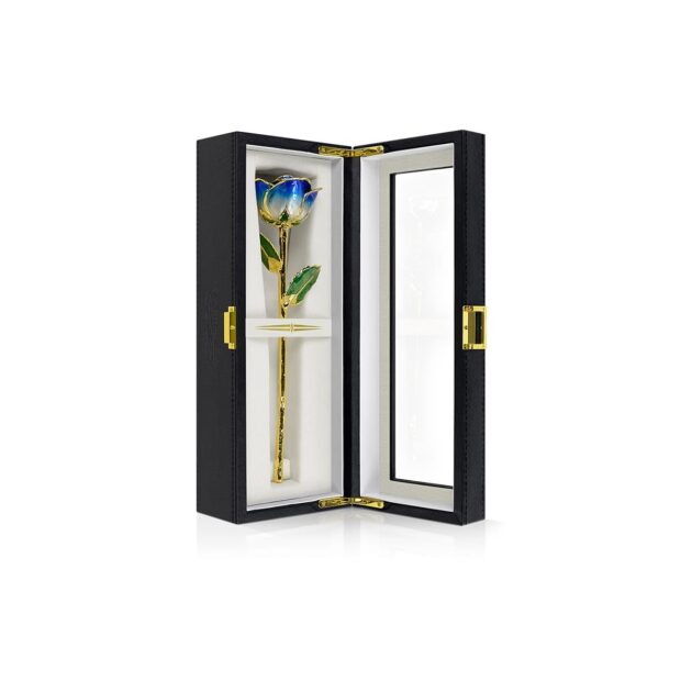Dark Blue Two Tone Rose<br/><sub> with Premium Glass Lid Display Case</sub> - Image 7