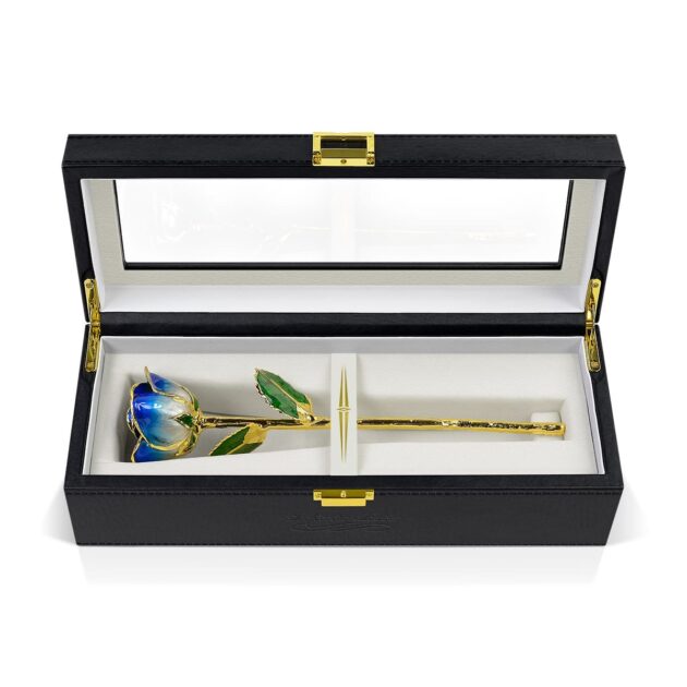 Dark Blue Two Tone Rose<br/><sub> with Premium Glass Lid Display Case</sub> - Image 5