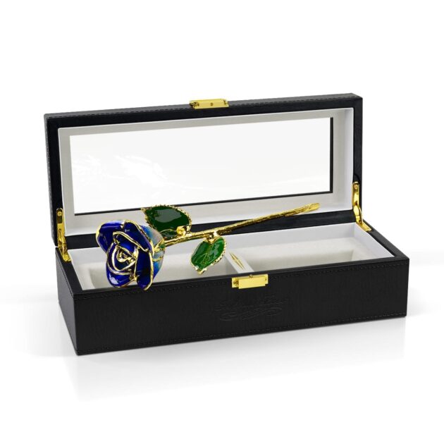 Dark Blue Two Tone Rose<br/><sub> with Premium Glass Lid Display Case</sub> - Image 6