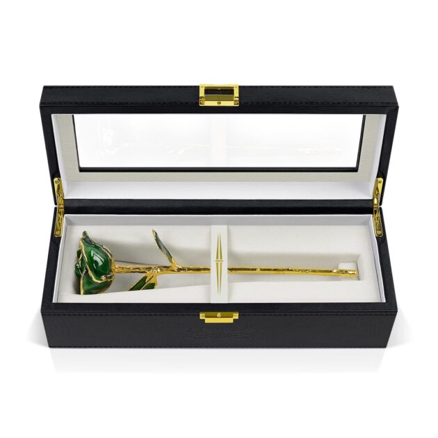 Dark Green Two Tone Rose<br/><sub> with Premium Glass Lid Display Case</sub> - Image 5