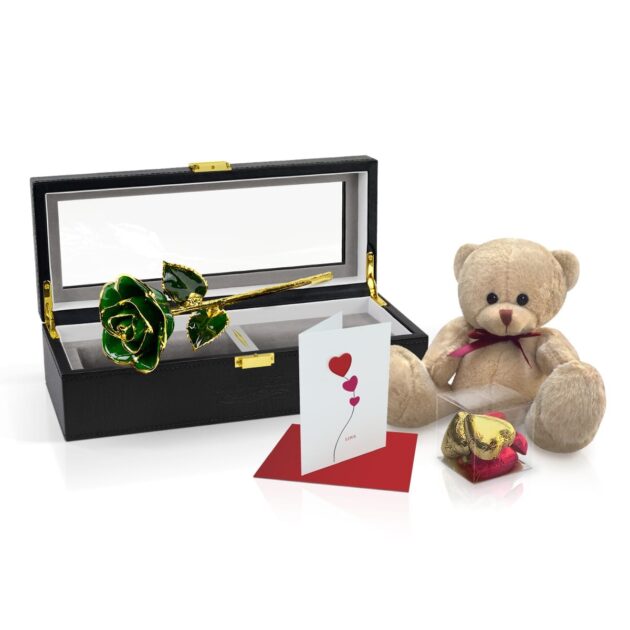 Dark Green Rose<br><sub> with Premium Gift Set</sub>