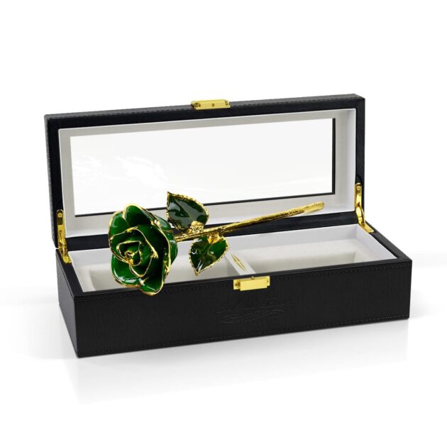 Dark Green Two Tone Rose<br/><sub> with Premium Glass Lid Display Case</sub> - Image 6