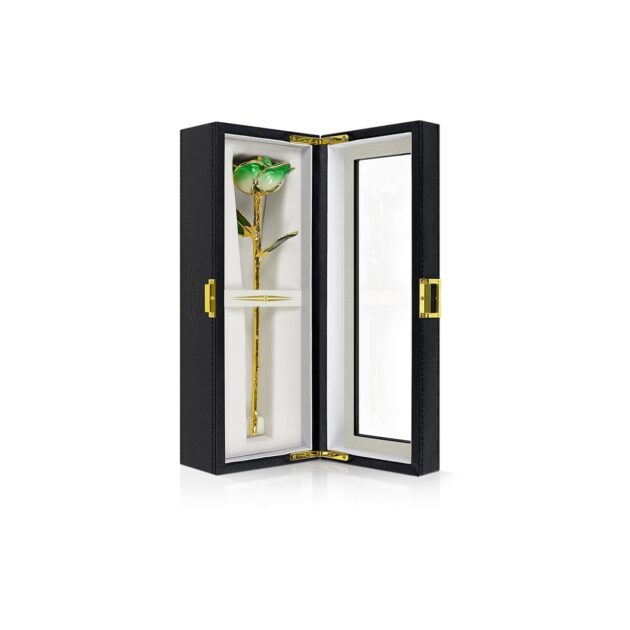 Dark Green Two Tone Rose<br/><sub> with Premium Glass Lid Display Case</sub> - Image 7