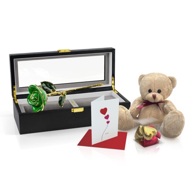Dark Green Two Tone Rose<br><sub> with Premium Gift Set</sub>