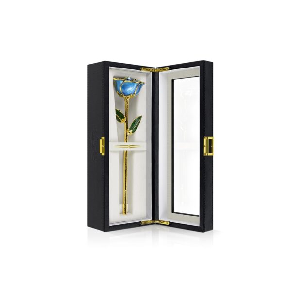 Light Blue Rose<br/><sub> with Premium Glass Lid Display Case</sub> - Image 7