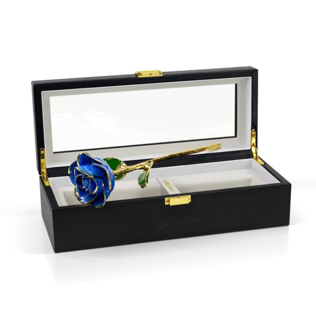 Light Blue Rose<br/><sub> with Premium Glass Lid Display Case</sub> - Image 6