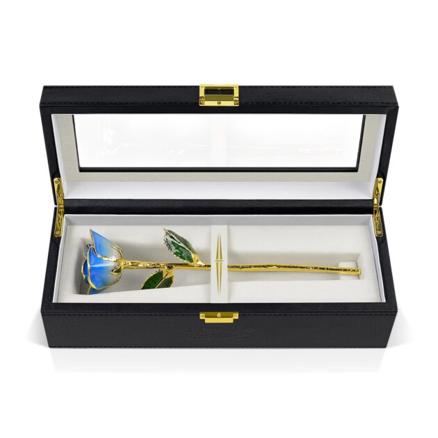 Light Blue Two Tone Rose<br/><sub> with Premium Glass Lid Display Case</sub> - Image 5