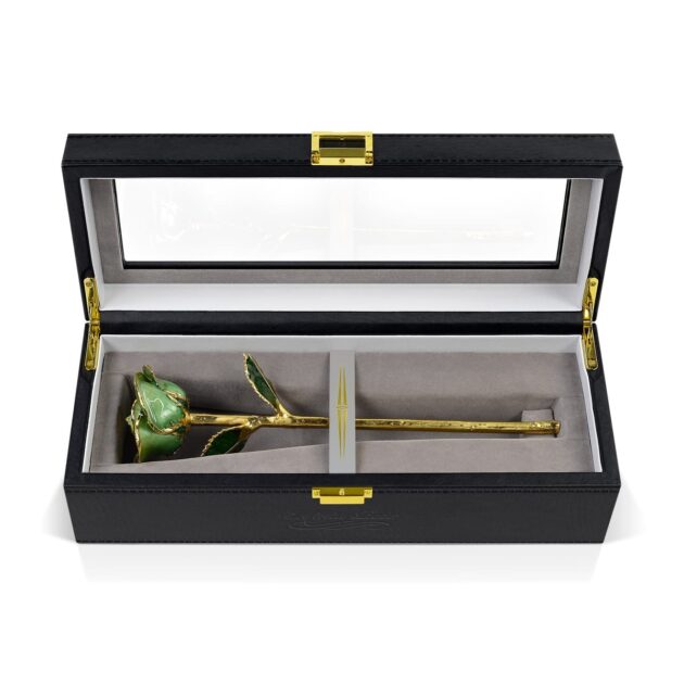 Light Green Rose<br/><sub> with Premium Glass Lid Display Case</sub>