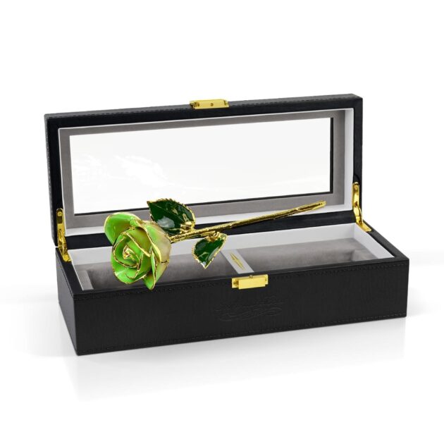 Light Green Two Tone Rose<br/><sub> with Premium Glass Lid Display Case</sub> - Image 6