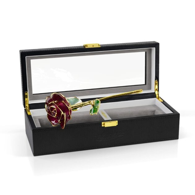 Magenta Two Tone Rose<br/><sub> with Premium Glass Lid Display Case</sub> - Image 2