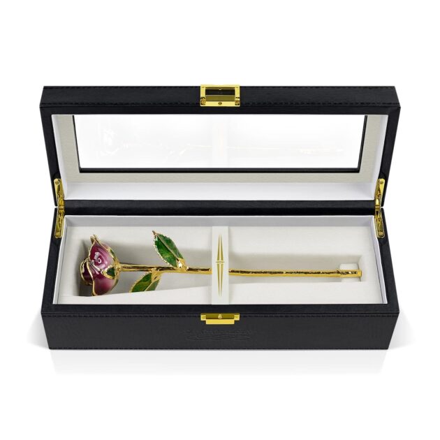 Magenta Two Tone Rose<br/><sub> with Premium Glass Lid Display Case</sub> - Image 5