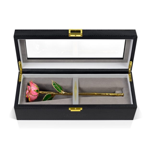 Pink Rose<br/><sub> with Premium Glass Lid Display Case</sub>