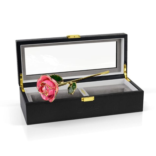 Pink Rose<br/><sub> with Premium Glass Lid Display Case</sub> - Image 2