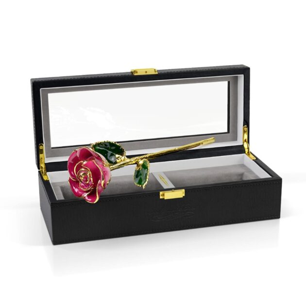 Pink Two Tone Rose<br/><sub> with Premium Glass Lid Display Case</sub> - Image 2
