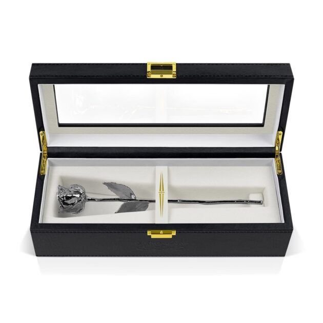 Platinum Rose<br/><sub> with Premium Glass Lid Display Case</sub> - Image 5