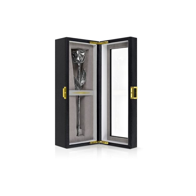 Platinum Rose<br/><sub> with Premium Glass Lid Display Case</sub> - Image 3