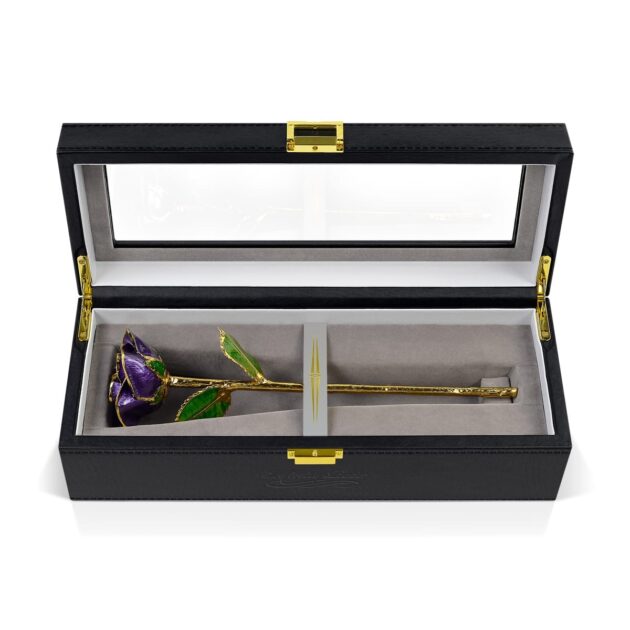 Purple Rose<br/><sub> with Premium Glass Lid Display Case</sub>