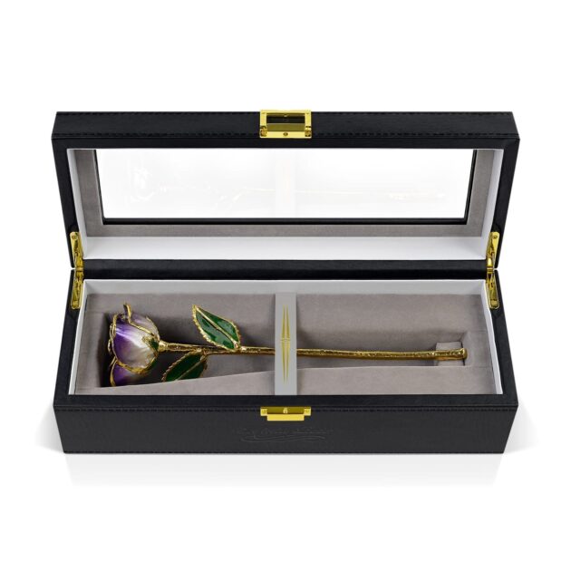 Purple Two Tone Rose<br/><sub> with Premium Glass Lid Display Case</sub>