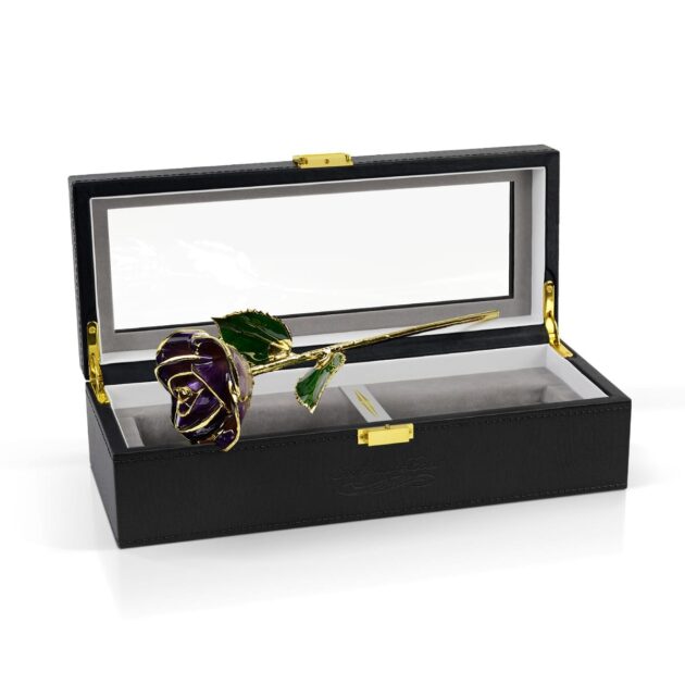 Purple Two Tone Rose<br/><sub> with Premium Glass Lid Display Case</sub> - Image 3