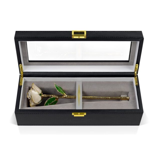 Raw Pearl Rose<br/><sub> with Premium Glass Lid Display Case</sub>