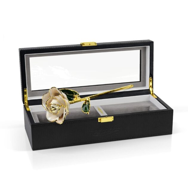 Raw Pearl Rose<br/><sub> with Premium Glass Lid Display Case</sub> - Image 2