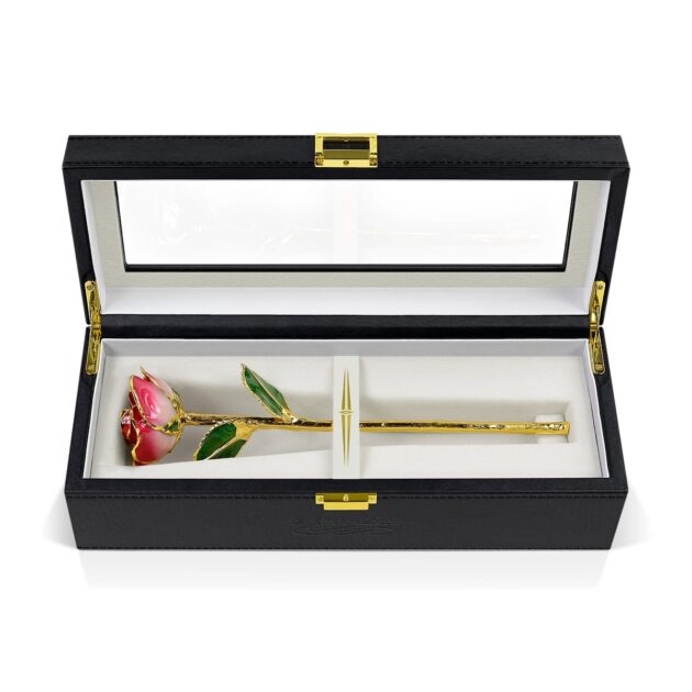 Red Two Tone Rose<br/><sub> with Premium Glass Lid Display Case</sub> - Image 5