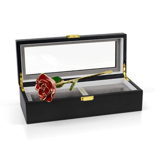Red Two Tone Rose<br/><sub> with Premium Glass Lid Display Case</sub> - Image 6