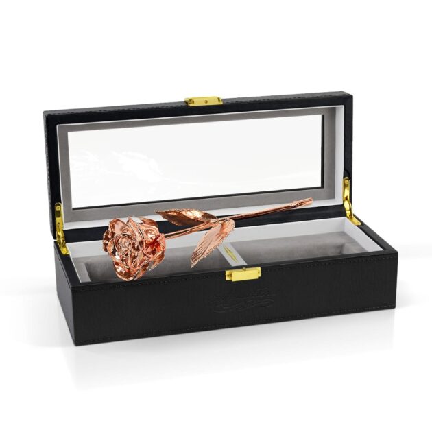 Rose Gold Rose<br/><sub>with Premium Glass Lid Display Case</sub> - Image 2