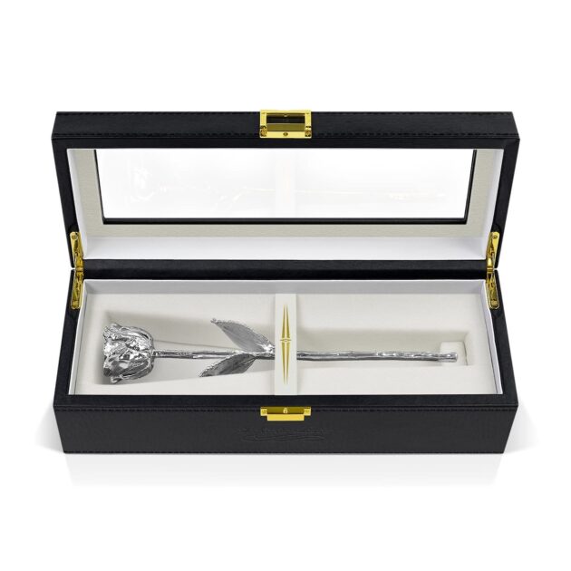 Silver Rose<br/><sub> with Premium Glass Lid Display Case</sub> - Image 5