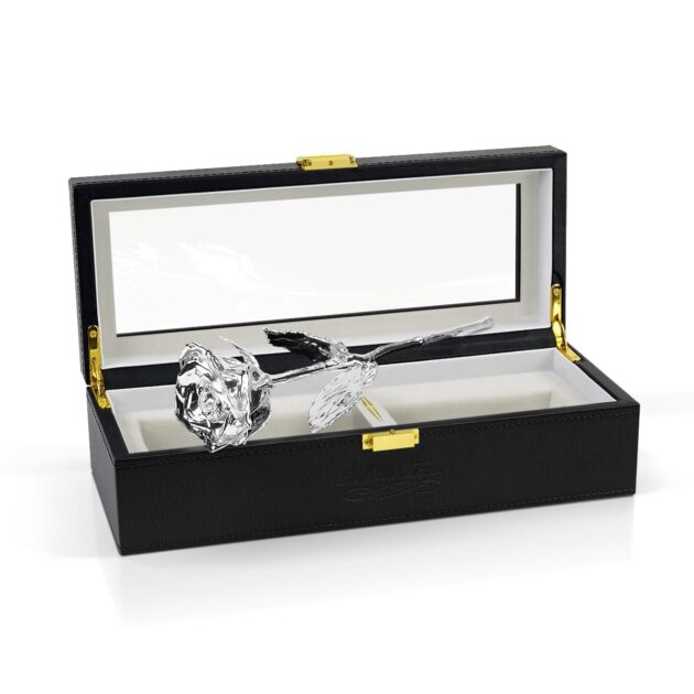 Silver Rose<br/><sub> with Premium Glass Lid Display Case</sub> - Image 2