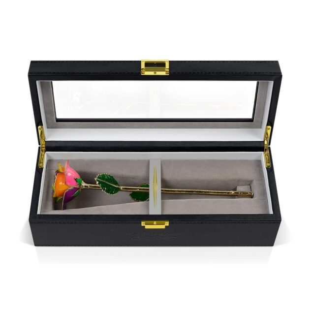 Spectrum Rainbow Rose<br/><sub> with Premium Glass Lid Display Case</sub>