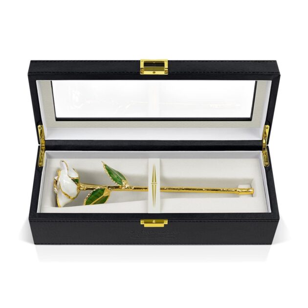 White Rose<br/><sub> with Premium Glass Lid Display Case</sub> - Image 5