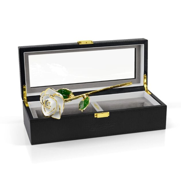 White Rose<br/><sub> with Premium Glass Lid Display Case</sub> - Image 2