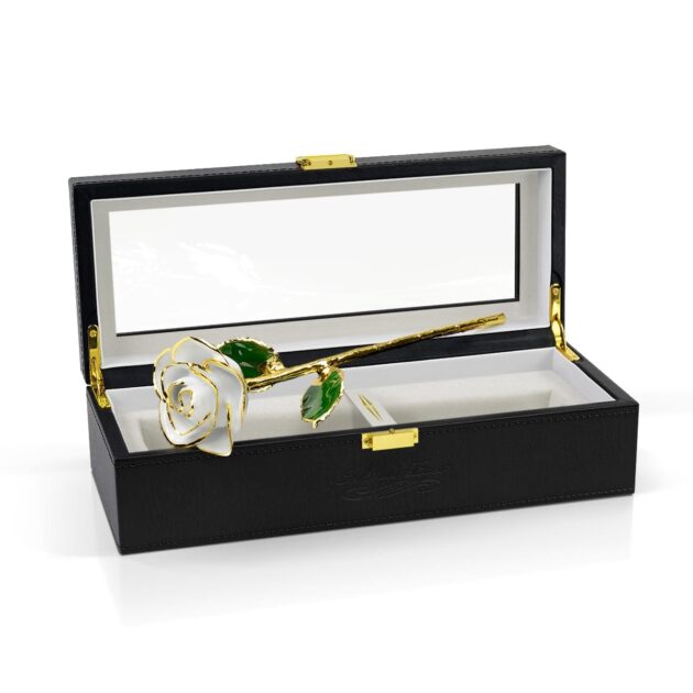 White Rose<br/><sub> with Premium Glass Lid Display Case</sub> - Image 6