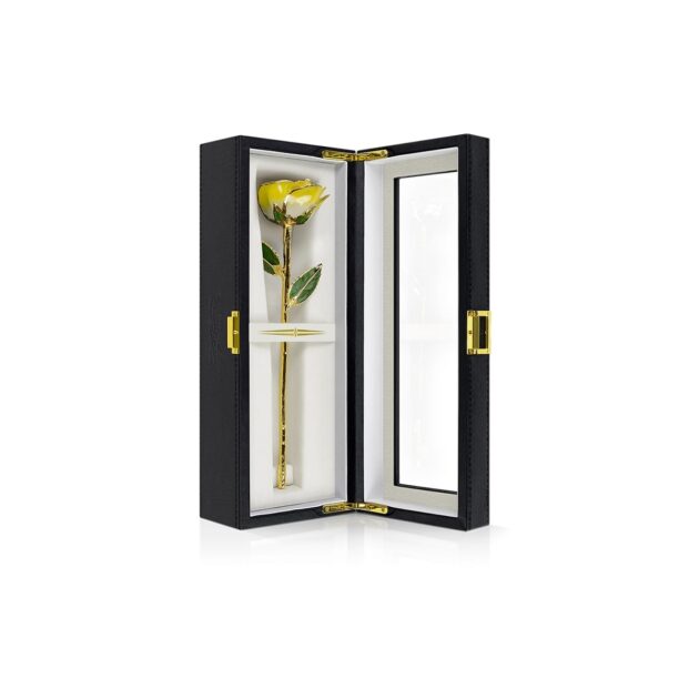 Yellow Two Tone Rose<br/><sub> with Premium Glass Lid Display Case</sub> - Image 7
