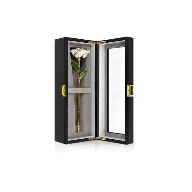 White Rose<br/><sub> with Premium Glass Lid Display Case</sub> - Image 3