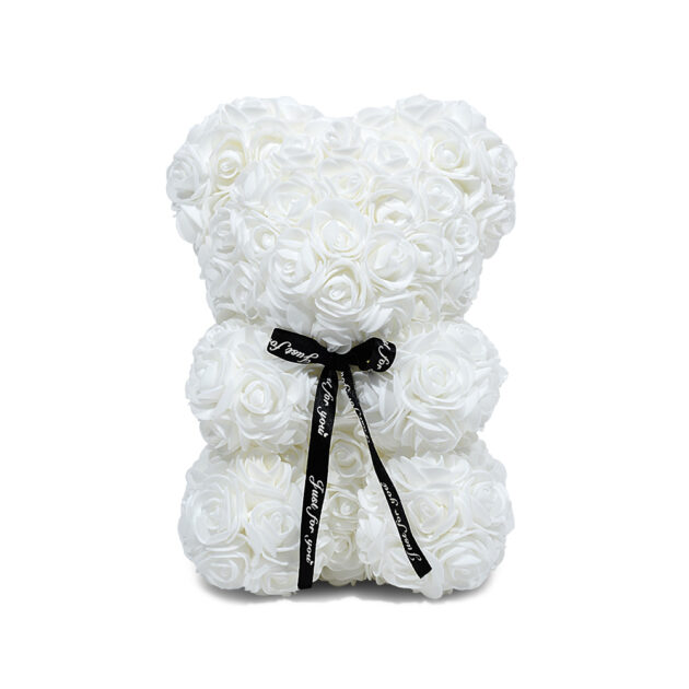 White Infinity Rose Bear (25 cm)