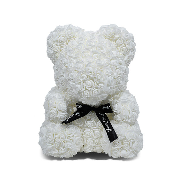 White Infinity Rose Bear (40 cm)