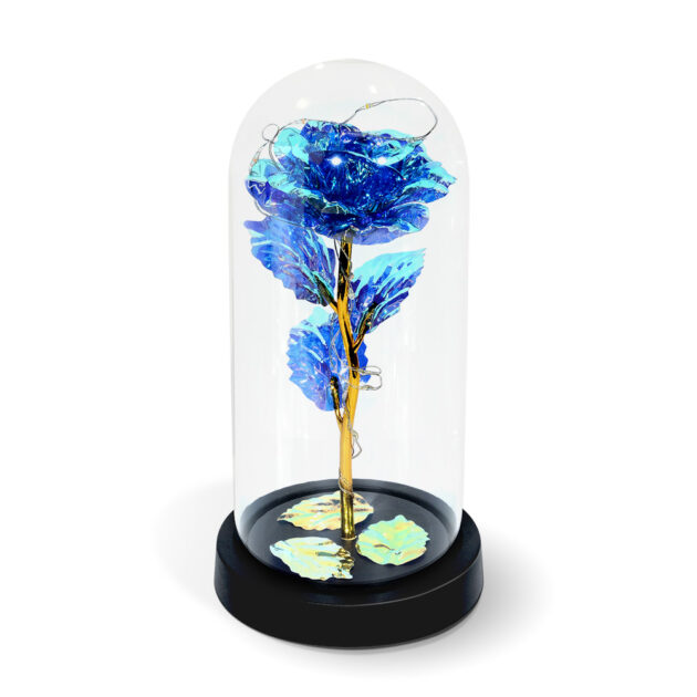 Blue LED Galaxy Infinity Rose with Dome