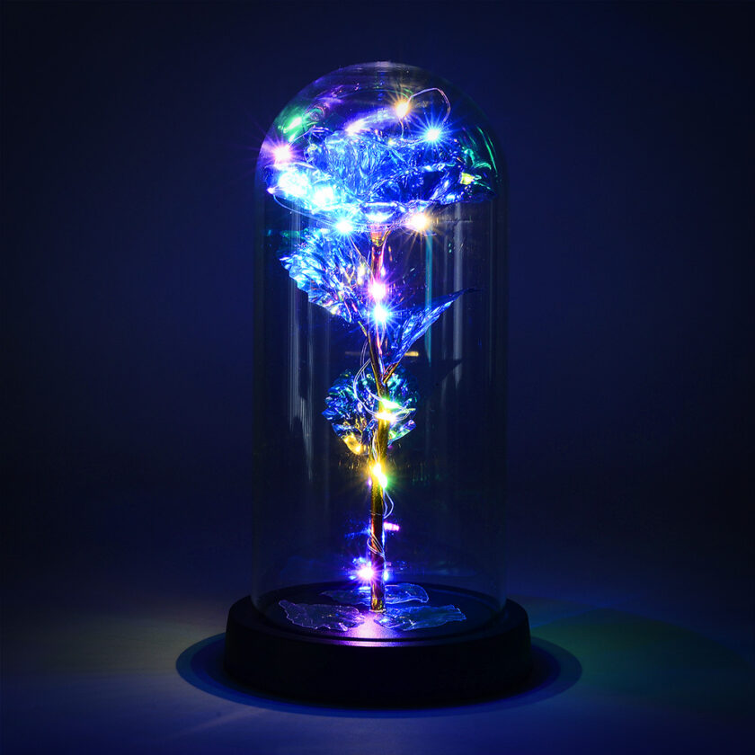 Blue LED Galaxy Infinity Rose with Dome - Infinity Rose