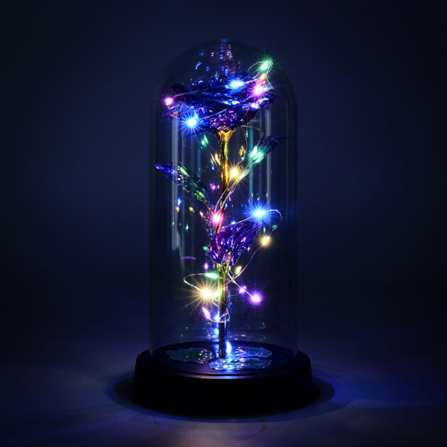 Purple LED Galaxy Infinity Rose with Dome - Image 2